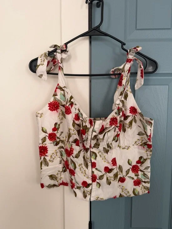 Anthropologie Eri + Ali Wildflower Cropped Tank Top Size Large - Picture 3 of 13